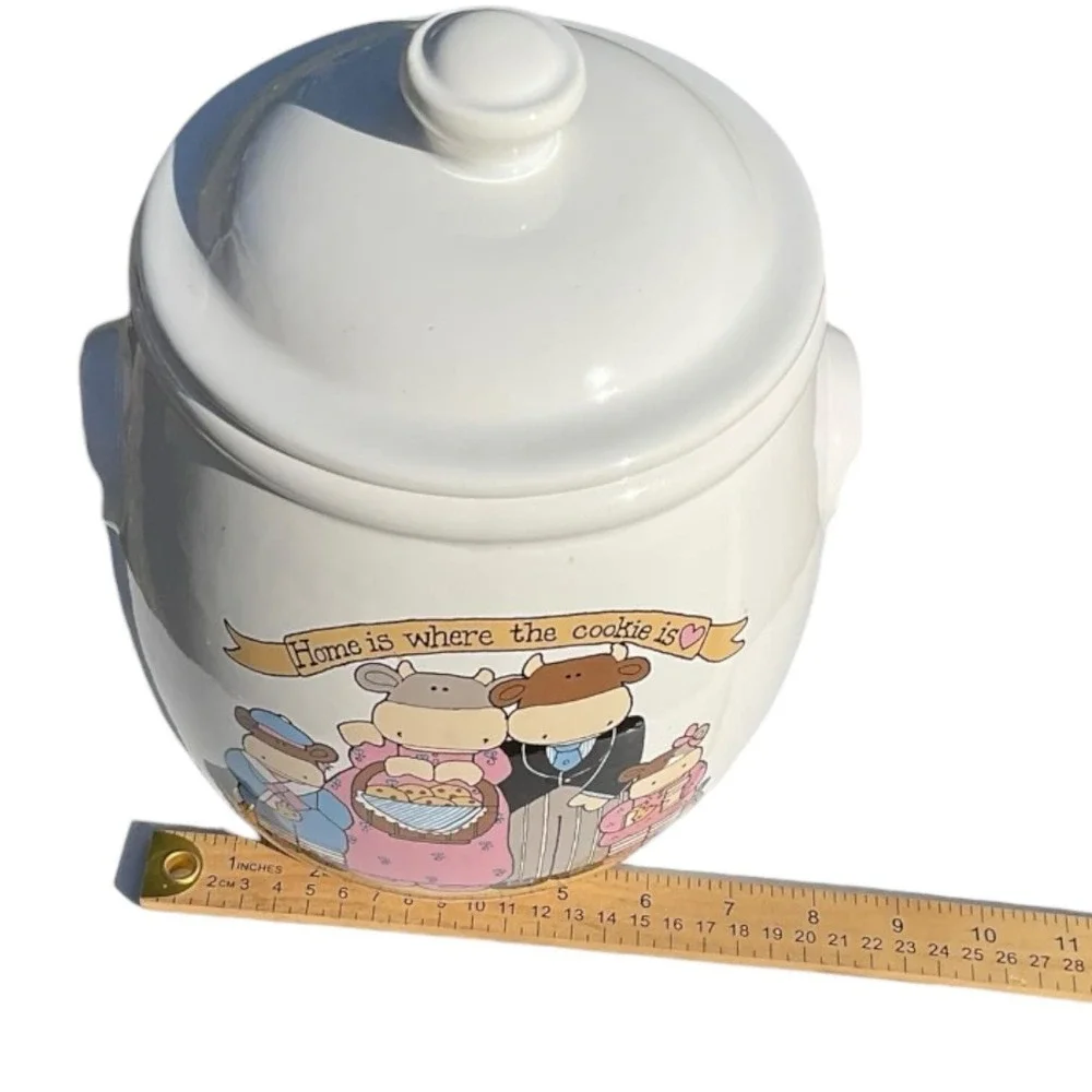 VTG Cow Family Ceramic Cookie Jar Treasure Craft  '80's Country Kitchen Decor